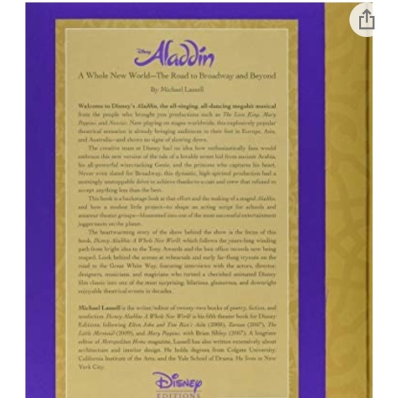 DISNEY 💜ALADDIN💜 A WHOLE NEW WORLD HARDCOVER BOOK 🌟NWT🌟 - Picture 2 of 12